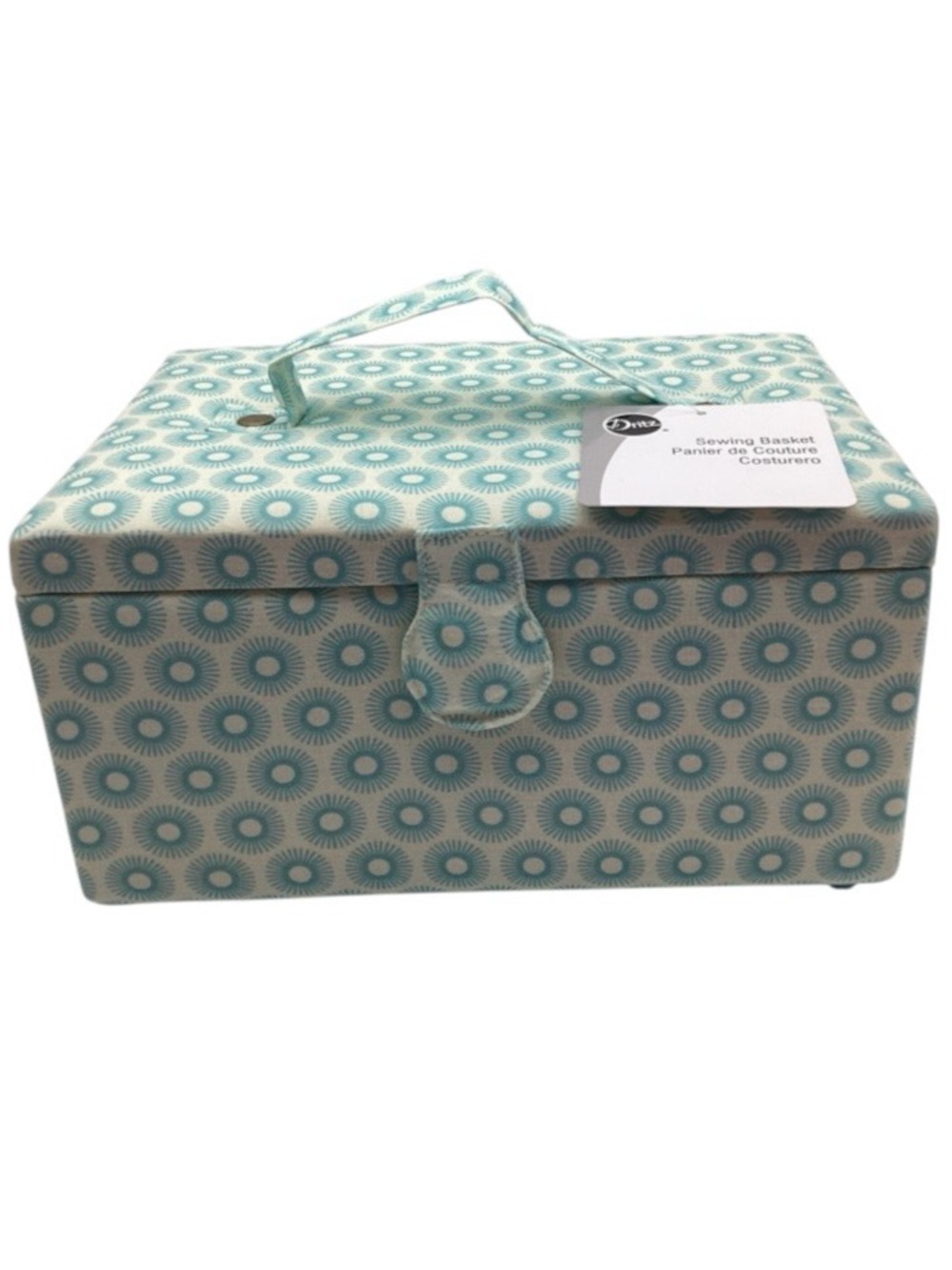 Dritz Teal Circles Sewing Basket (NWT)